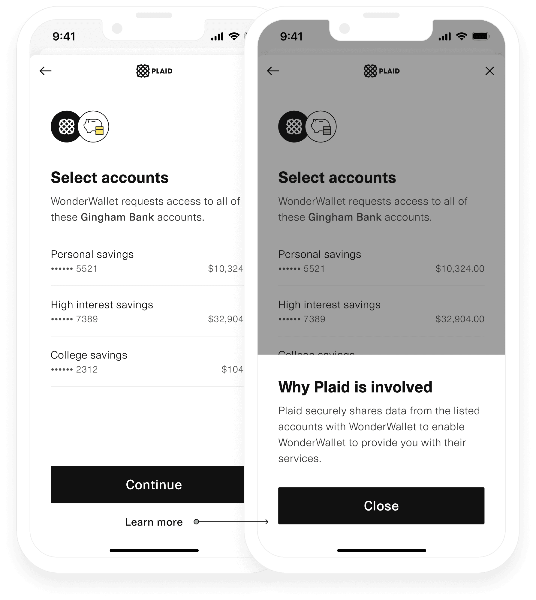 Image of Account Select v2 all accounts update mode in Link