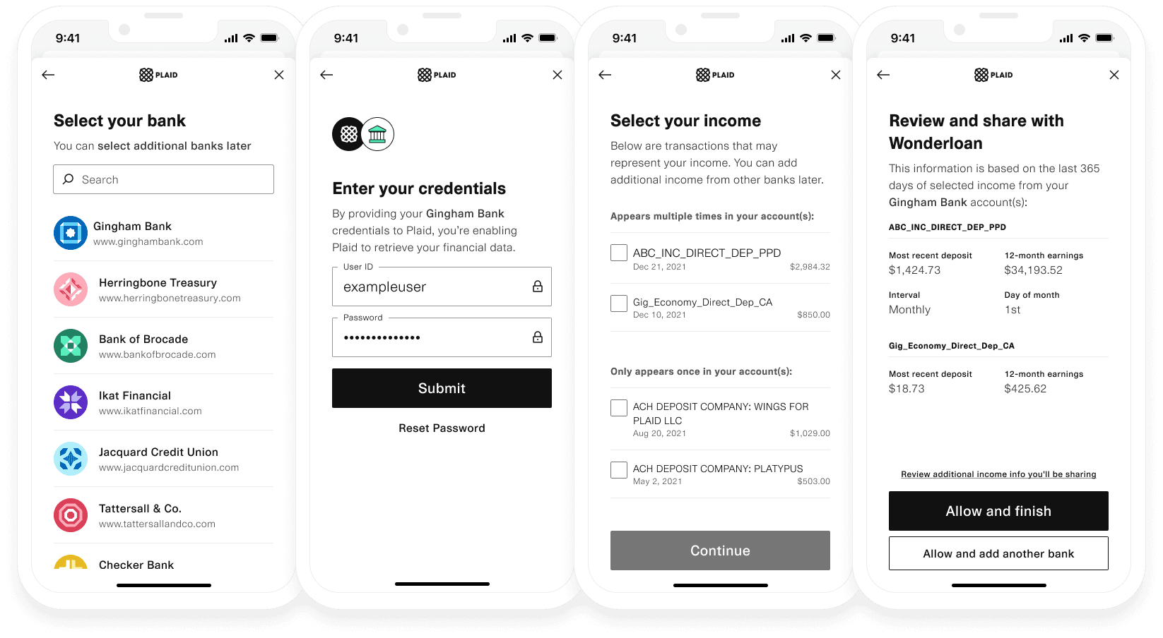 Bank Income Multi Item flow