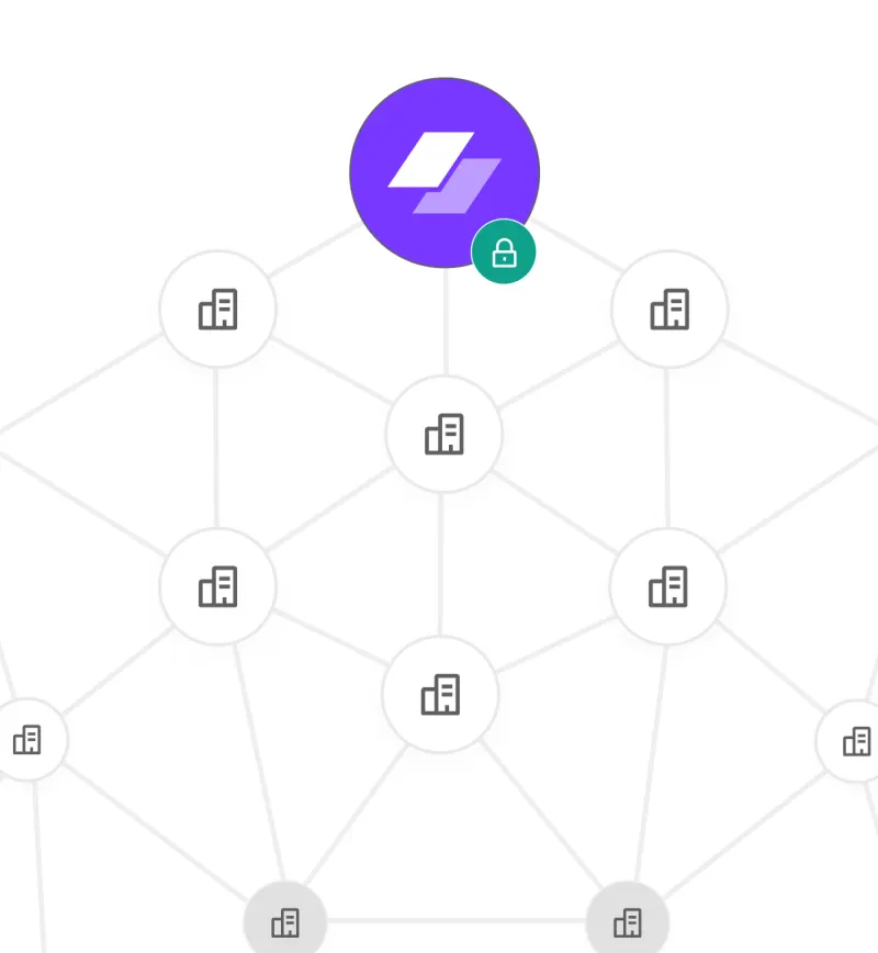 connected network with a padlock