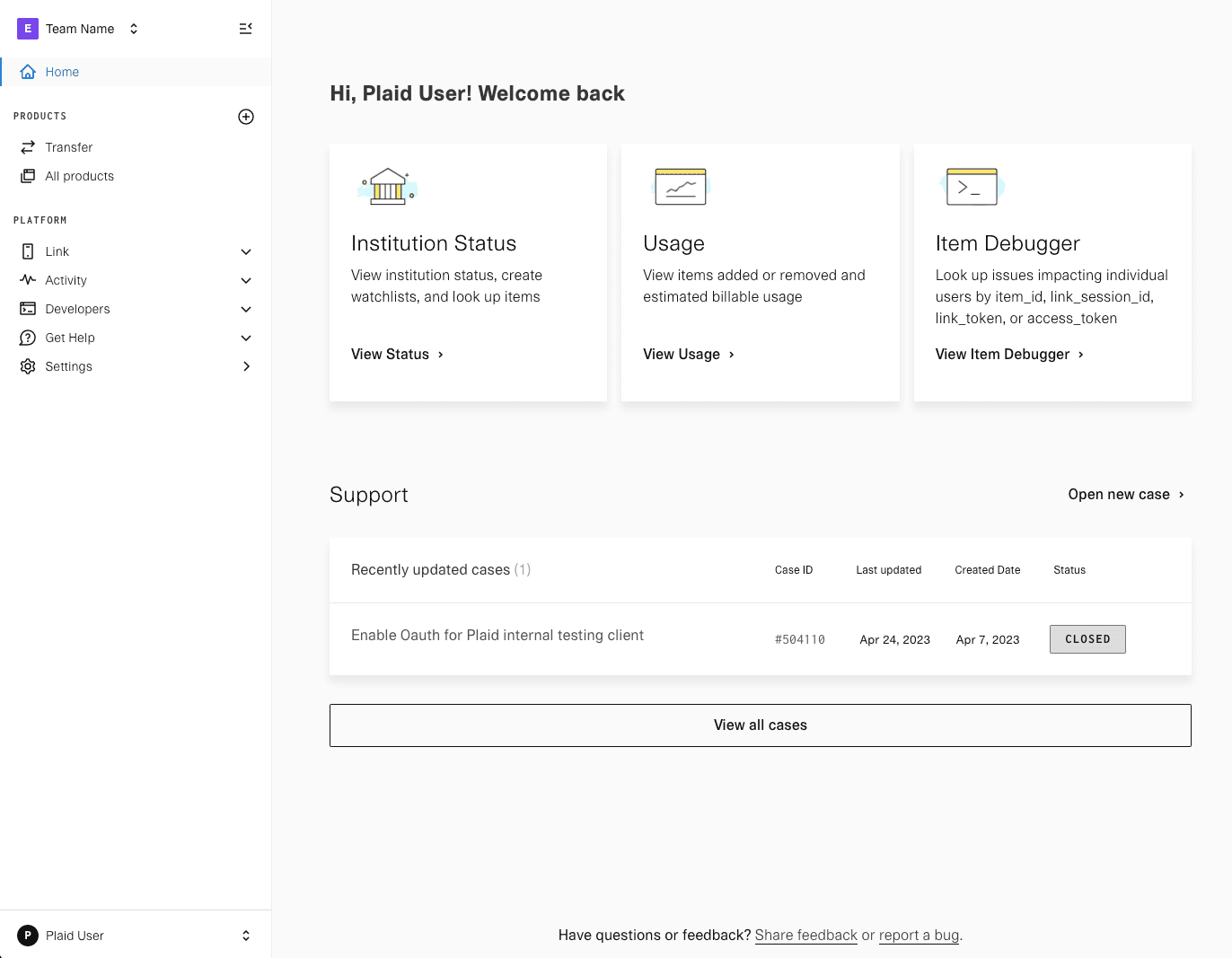 image of Plaid Dashboard