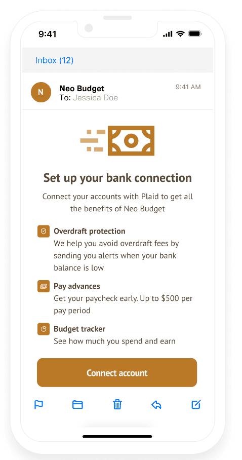 Screenshot of an email ecouraging the user to link an account