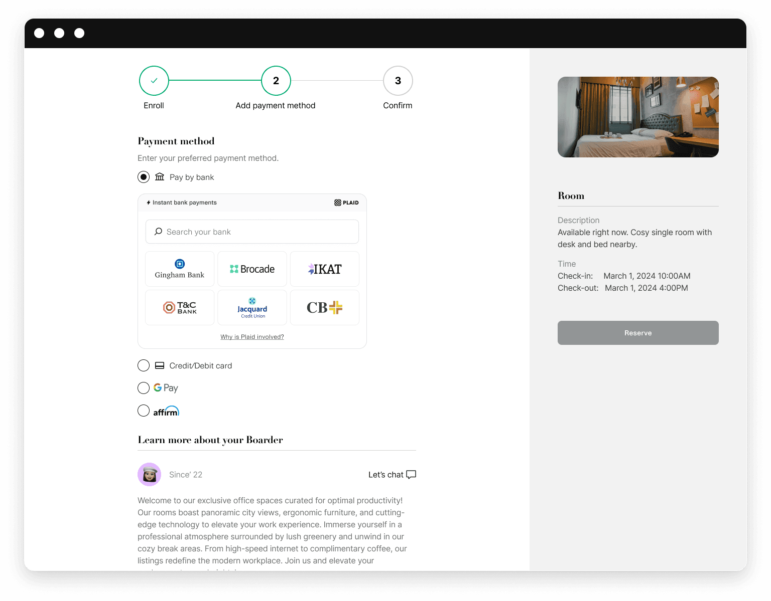 Example Embedded Institution Search Desktop experience screenshot.