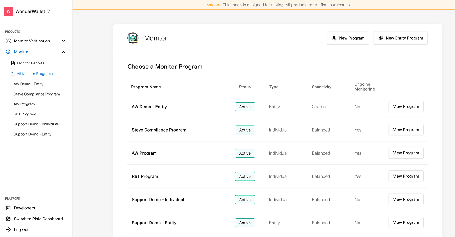 image of Plaid Monitor Dashboard