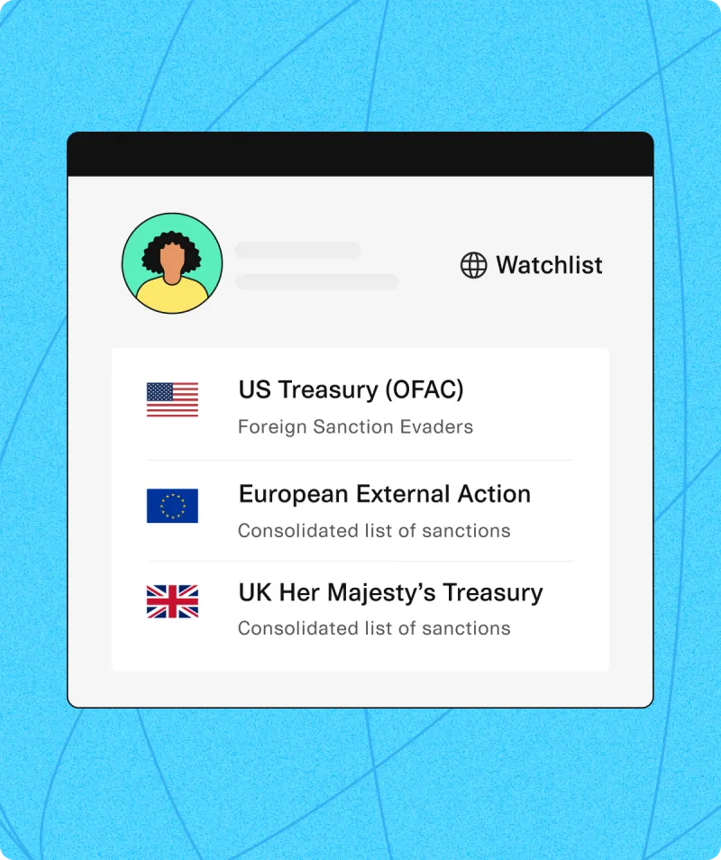 global watchlist screening for the U.S., Europe and the U.K.